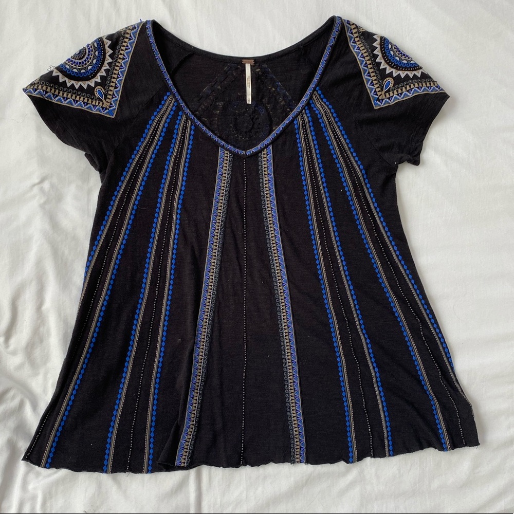 Free People Beaded V-Neck Top